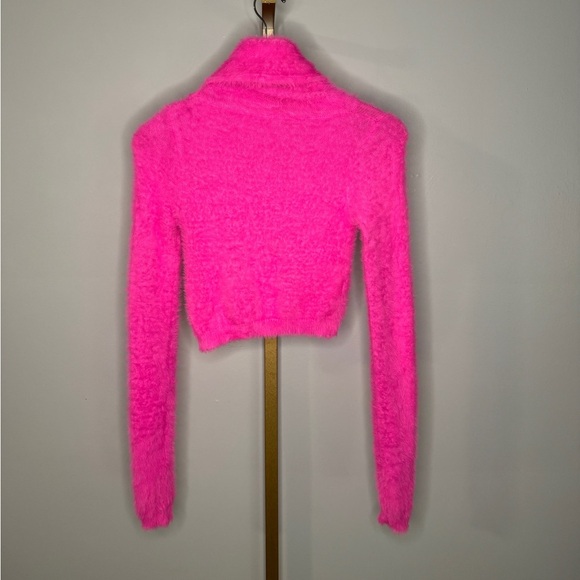 Vibrant Pink Fuzzy Turtleneck Sweater - Picture 3 of 4